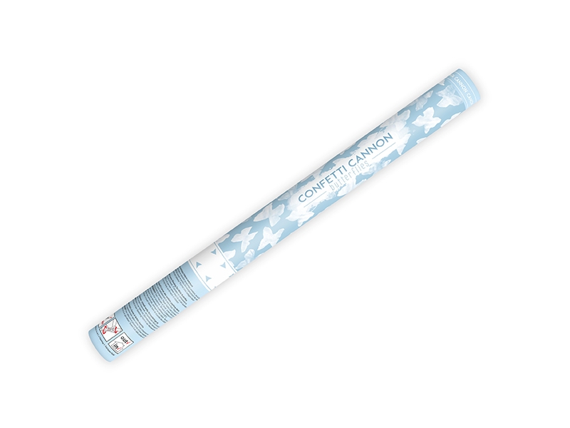 Kézi party konfetti kilövő ágyú, szerpentin ágyú, 60 cm-es, fehér pillangó selyempapír töltettel